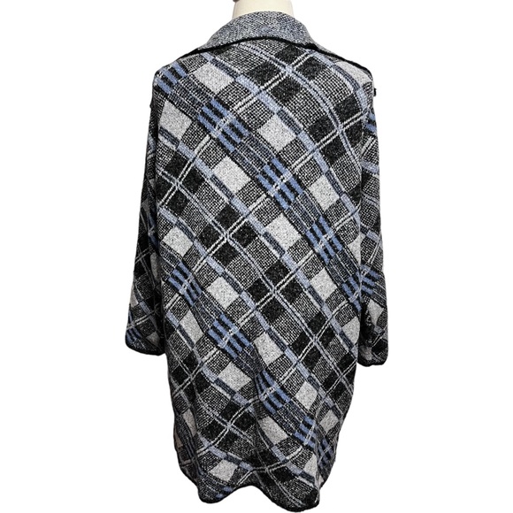 Joseph A. NWT Draped Open Cardigan ~ Blue & Gray Plaid ~ 2X - Picture 7 of 11